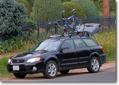 car with bikes on roof